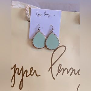 Copper Penny turquoise green drop earrings